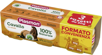 Plasmon Omogeneizzato Carne Cavallo e cereale 80g 24 Vasetti Con Carne Italiana, 100% naturale, senza amidi e sale aggiunti